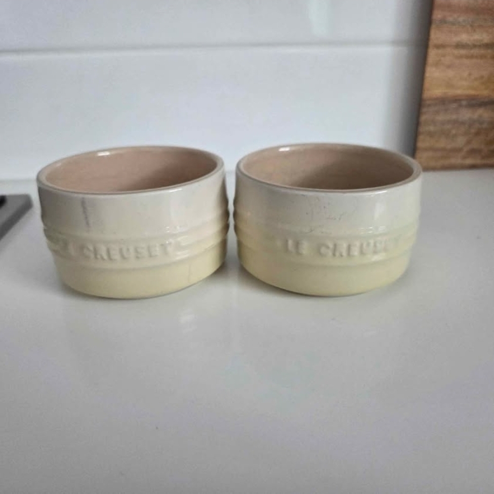 Le Creuset Stoneware Ramekins Set of 2 Yellow Baking Dishes